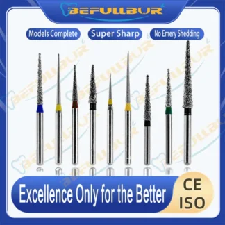 BEFULL-fresas dentales de diamante TC Tpye, 10 Uds., pulido de dientes de acero inoxidable para pieza de mano de alta velocidad, pulido de uñas para odontología