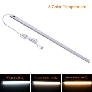 Tira de luces con Sensor de movimiento de escaneo manual, barra LED de aluminio USB, interruptor con Sensor de luz, Control tipo C, luz recargable para gabinete