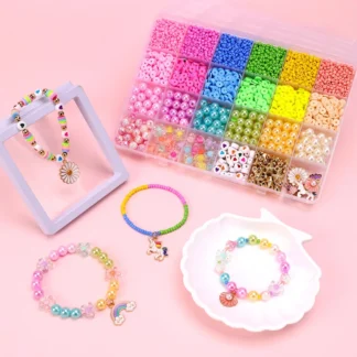 Pulseras de cuentas hechas a mano para niños, collares, materiales de joyería, accesorios, cuerda de cuentas, 24 rejillas, rompecabezas, juguete, regalo de cumpleaños