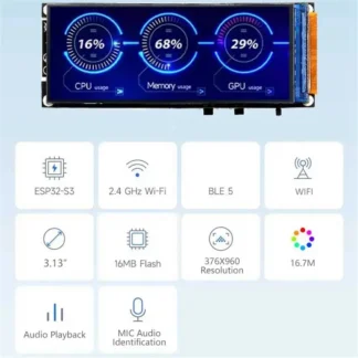 ¡Venta al por menor! Para DeepSeek XiaoZhi AI Chat de voz Robot SP32-S3-AI-3.13 pulgadas-LCD 376x960 TFT N16R8 Placa de desarrollo sin carcasa