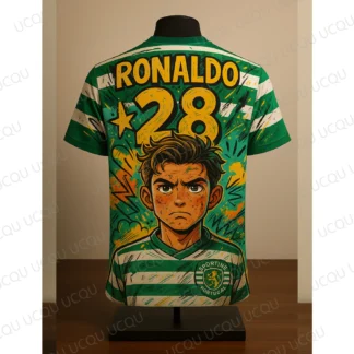RONALDO # 28 Camiseta de dibujos animados de anime con diseño de graffiti – Camiseta de fútbol transpirable de gran tamaño, retrato especial