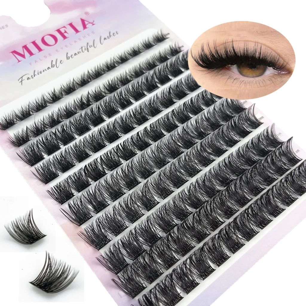 10 filas de pestañas individuales, racimo D Curl, 8-14mm de longitud mixta, pestañas segmentadas finas naturales, herramienta de maquillaje para extensión de pestañas DIY