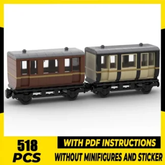 Bloques de construcción Moc, coches de pasajeros pequeños, bloques tecnológicos, bricolaje, modelo de tren ferroviario, juguetes de ensamblaje, regalos de construcción