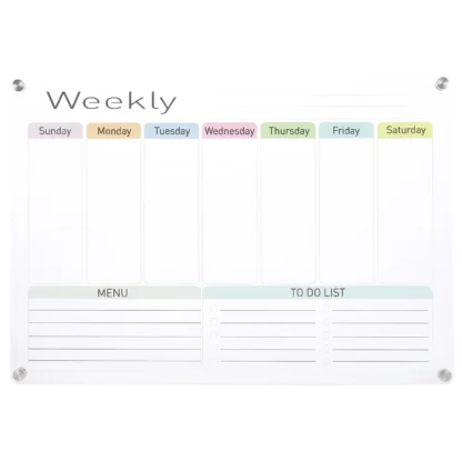 Pizarra blanca magnética acrílica, calendario, tablero de borrado en seco, suministros de cocina para nevera, notas de planificación de horario reutilizables