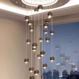 Candelabro de cristal moderno para decoración del hogar, lámpara colgante para escalera, luces colgantes para el salón, iluminación interior