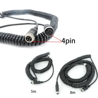 Cable de vídeo para coche de 5M y 8M, línea de resorte de aviación, Cable de extensión de 4 pines, Cable de aviación para Monitor
