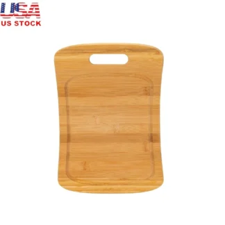 Tabla de cortar de bambú curvada grande, ultragruesa, duradera, Reversible, segura para alimentos, certificación SGS, antideformación con mango, borde de goteo, cocina
