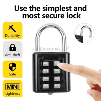 Con llave antirrobo combinación de 8 dígitos botón exterior impermeable fijo candado de código aleatorio aleación de Zinc equipaje viaje cerradura inteligente