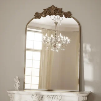 Espejo de pared de tocador arqueado de 26 "x 38", espejo de baño vintage decorativo