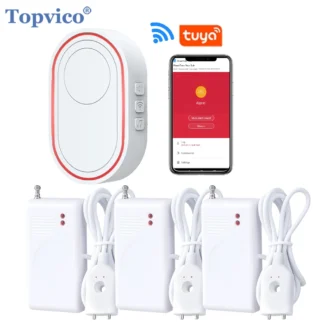 Topvico-Sensor de agua WiFi para detección de fugas, alarma de bomba de sumidero de sótano, notificación de aplicación inteligente Tuya, 5 niveles de volumen 1- 5 unids/lote