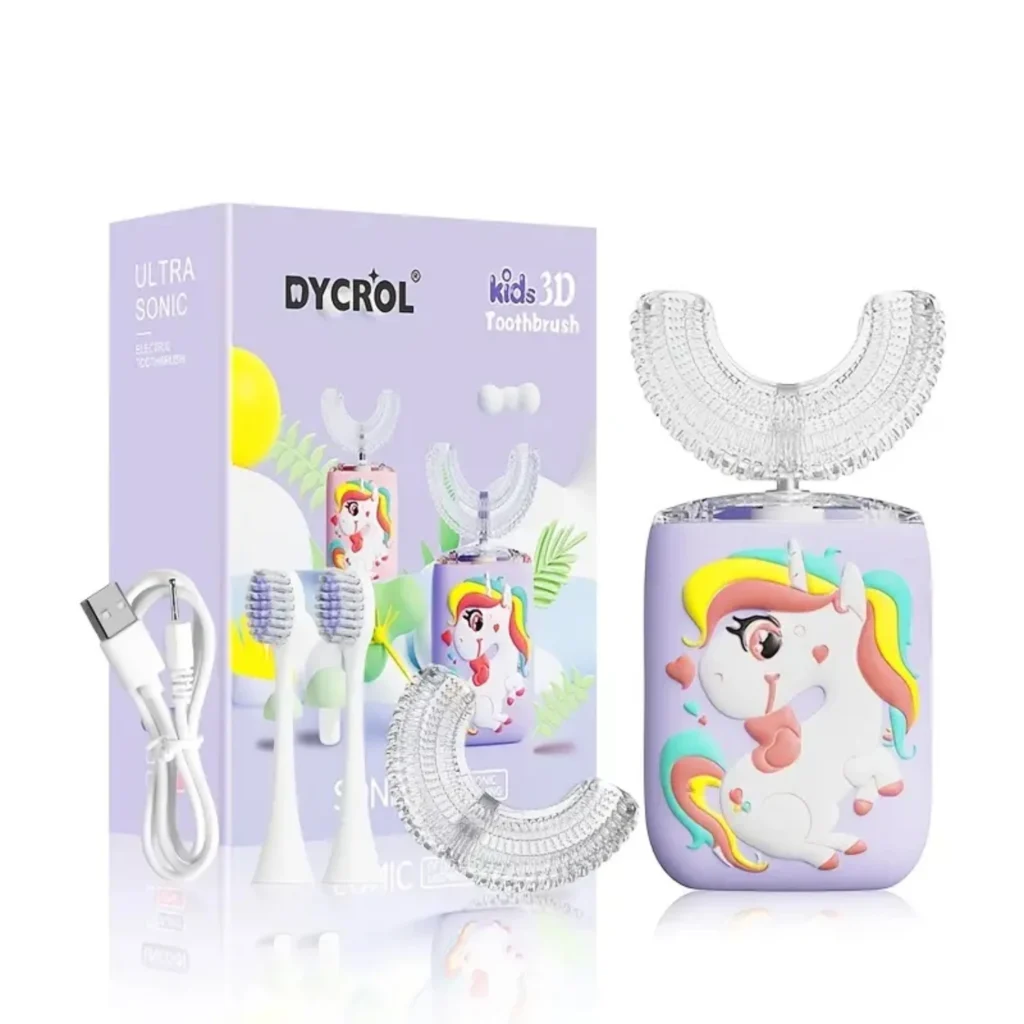 Cepillo de dientes eléctrico recargable suave y suave para niños con 5 modos ideales para niños y niños pequeños - Diseño en forma de U - 1 pieza