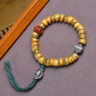 Pulsera de cuentas de intestino grueso de hueso de reflujo, ágata roja tibetana de un solo círculo, accesorios de turquesa plateada pseudo-ginseng