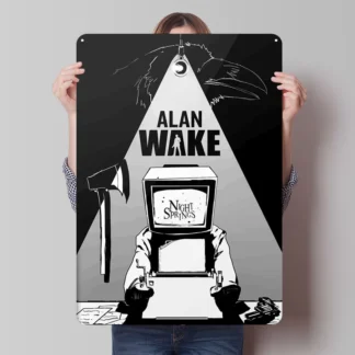 Alan Wake-Póster de película clásica, letrero de Metal, accesorios para cafetería, placas de estaño personalizadas para decoración de arte de pared, placa de Metal Vintage