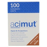 Aguja de Acupuntura Mango Plata con Cabeza Redonda y con Guía (0,26x25mm / 32x1cun) 100 unidades - Acimut