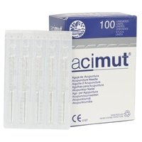 Aguja de acupuntura mango plata con cabeza redonda y sin guía (0,26x25mm / 32x1cun) 100 unidades - Acimut