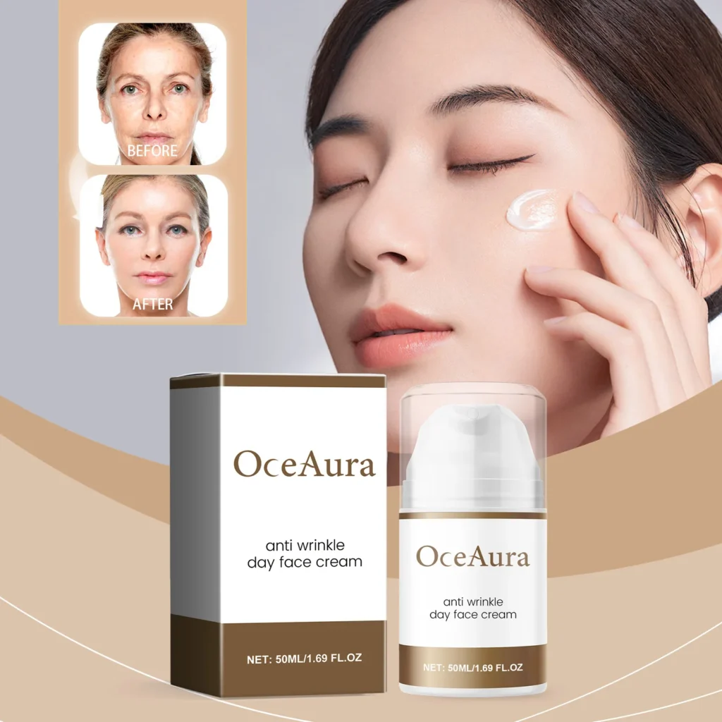 Oceaura 50ml crema hidratante de colágeno reafirmante crema de día seca mejorar el levantamiento eliminar la decoloración oscura línea fina iluminar crema Facial