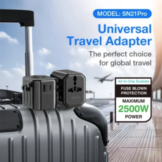 Adaptador de viaje Universal Global 2025, enchufes USB, convertidor de adaptador de corriente CA con bloqueo de seguridad de protección infantil para AU, EE. UU., Reino Unido y UE