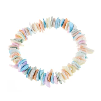 Pulsera de concha elástica de color con cuentas a mano (5-024)