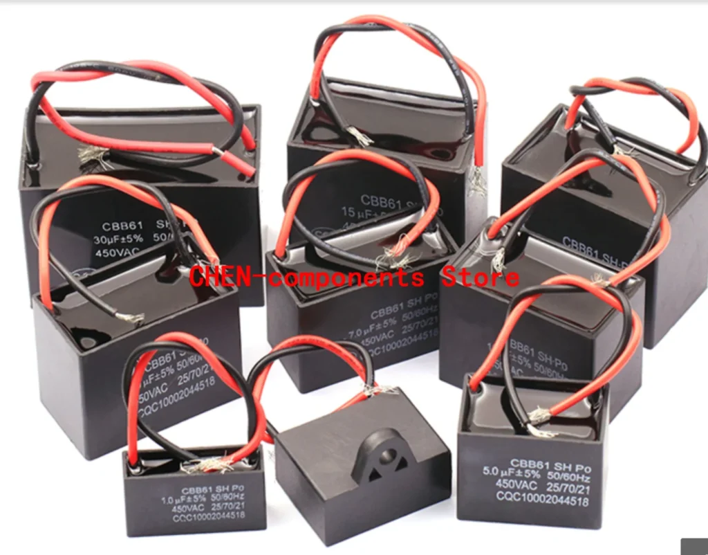 Condensador de arranque de ventilador de escape, CBB61, 450V, 0,1 uF, 1uf ~ 20uF, 450VAC/500V, 1,2 UF, 1,5 UF, 1,8 UF, 2UF, 3UF, 5UF, 10UF, 18UF, nuevo, 1 ud.