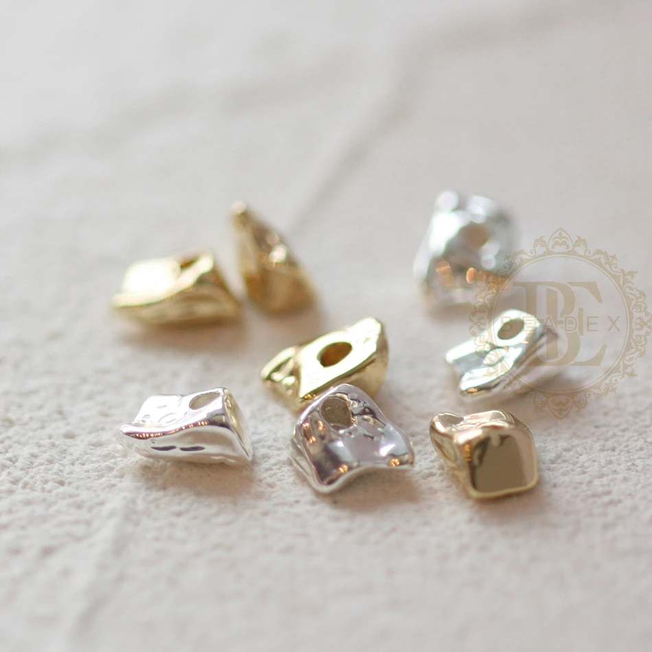 Espaciador de pepita de latón macizo chapado de primera calidad de una pieza - 6x5 mm (4586C)