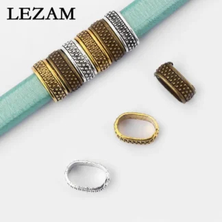 ESPACIADOR deslizante de cuentas de bronce antiguo/oro para cordón de cuero de regaliz, accesorios de joyería, 10x6mm, 20 Uds.