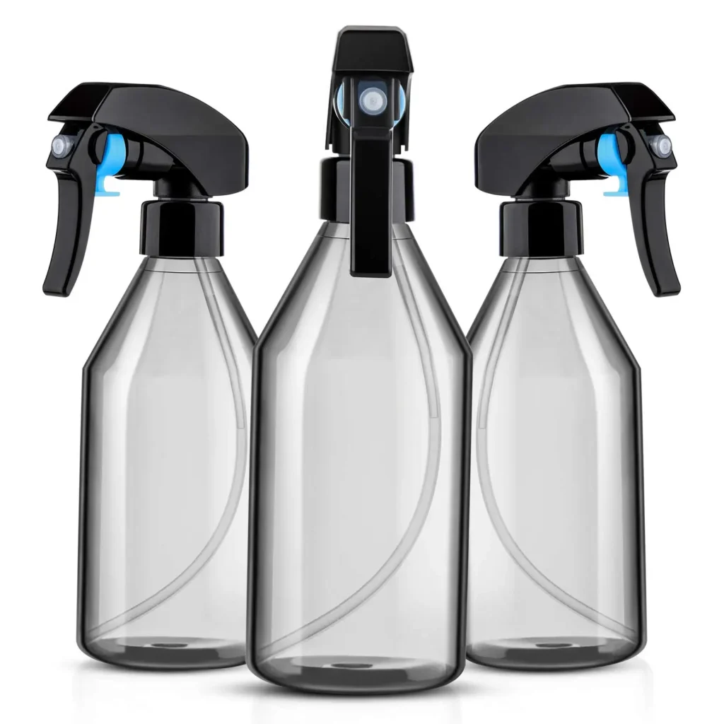 Paquete de 3 botellas de spray, botellas de spray de plástico de 10 oz, pulverizador de niebla fina para solución de limpieza de jardinería o hidratación del cuidado del cabello