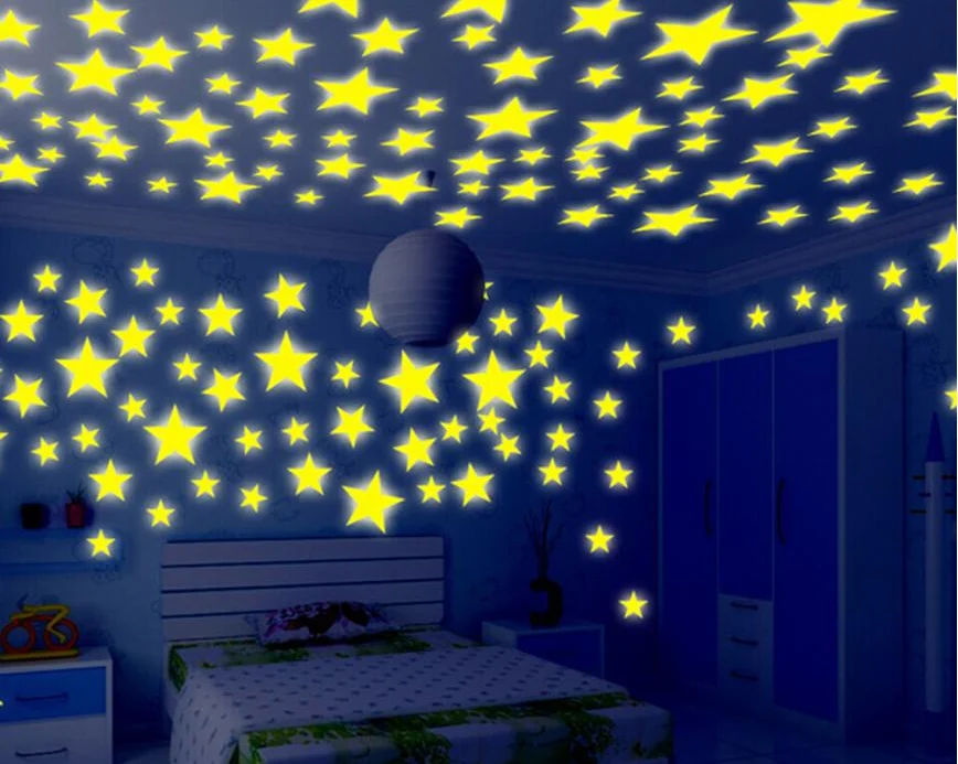 50/70/100 PC niños fluorescentes dormitorio de los niños brilla en la oscuridad estrellas brillo pegatinas de pared estrellas brillo luminoso colores calcomanías