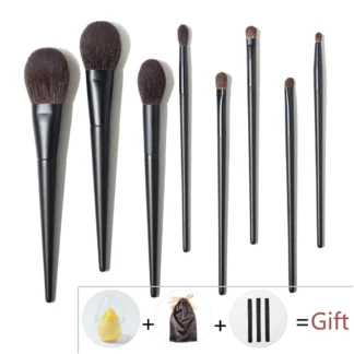Shinedo-Juego de brochas de maquillaje, 8 piezas, negro mate, sombra de ojos en polvo, colorete, pliegue, mezcla, Pincel