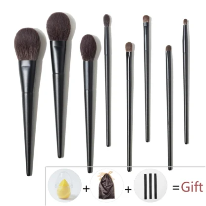 Shinedo-Juego de brochas de maquillaje, 8 piezas, negro mate, sombra de ojos en polvo, colorete, pliegue, mezcla, Pincel