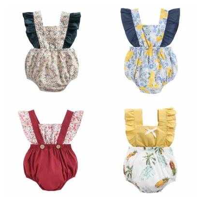 Sanlutoz-Pelele de algodón para bebé recién nacido, ropa de verano para niña, Pelele de princesa con flores, moda para niña