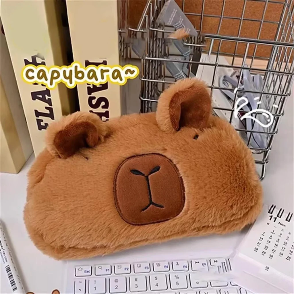 Bolsa para bolígrafos de papelería de capibara, bonito conejillo de indias, papelería de felpa de gran capacidad, caja de bolígrafos japonesa, suministros de papelería de aprendizaje, regalos