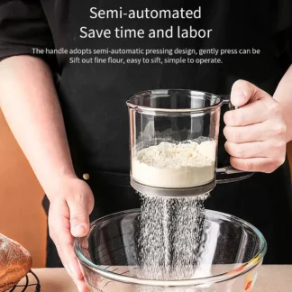Tamiz de harina para hornear pasteles de cocina, tamiz de filtro semiautomático de 40 malla, tamiz de harina con báscula de capacidad