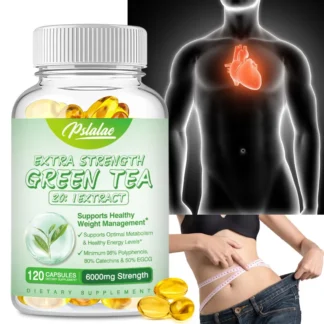 Cápsulas de extracto de té verde: apoya niveles de energía, limpia y desintoxica el intestino, aumenta el metabolismo y la quema de grasa