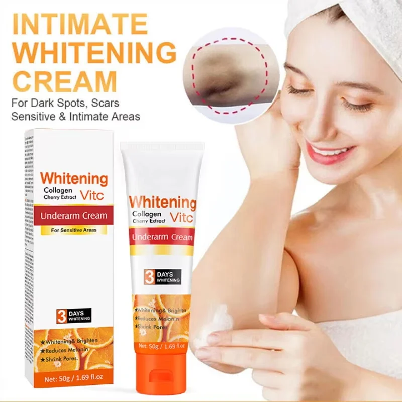 Crema hidratante blanqueadora Universal para hombres y mujeres, vitamina C, axilas, partes privadas, muslos interiores, elimina la melanina depositada