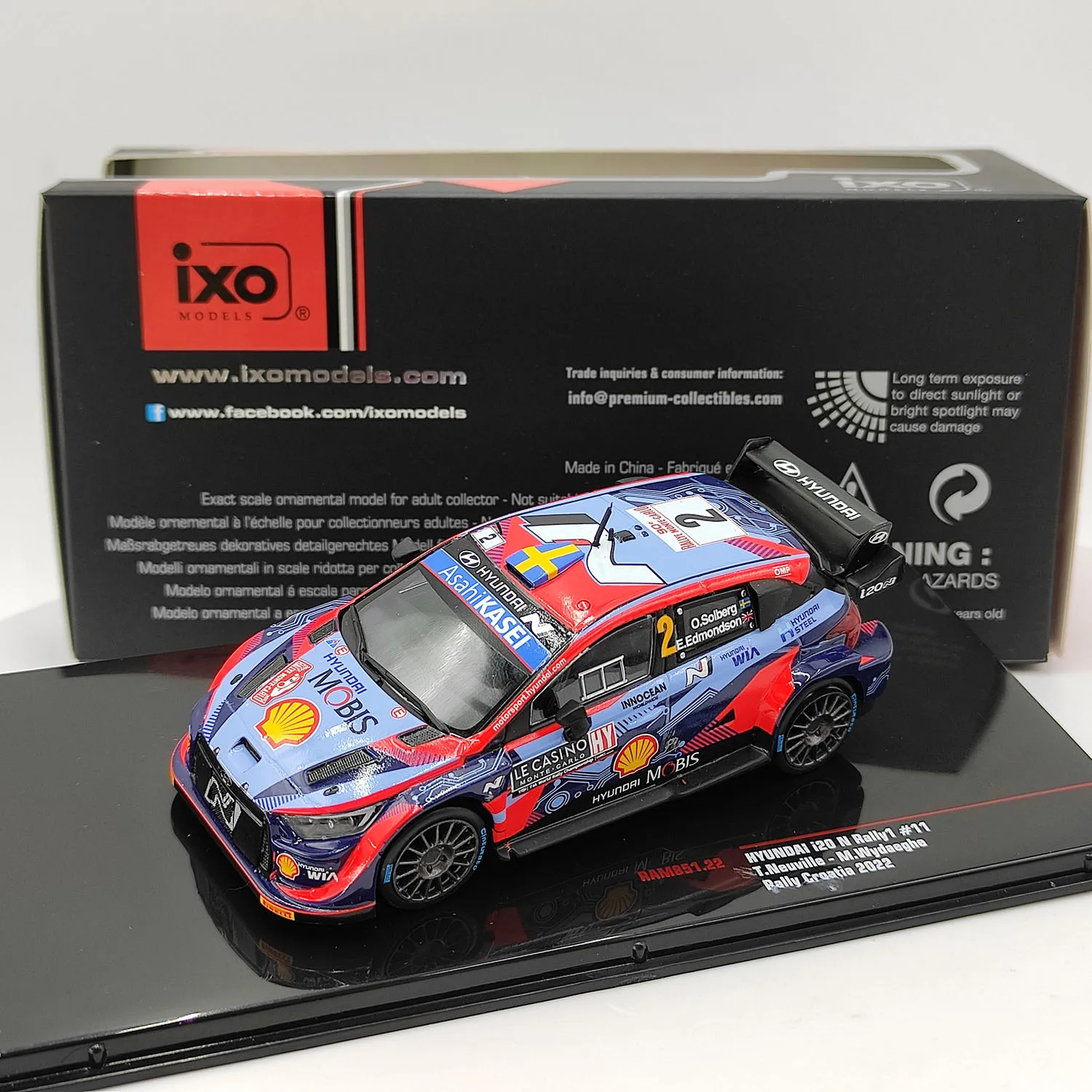 Diecast IXO Escala 1/43 Hyundai I20 N Rally1 # 11 Monte Carlo Rally coche de aleación modelo coleccionable juguete regalo recuerdo exhibición ornamento
