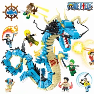 Bloques de construcción de una pieza, caja ciega, Luffy Zoro Kaido, modelo de ladrillo de dragón, bricolaje, montar figuras de dragón azul, juguete, regalo de colección para niños