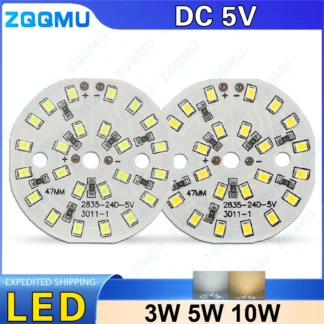 10 Uds DC5V Panel de lámpara LED redondo 3W 5W 10W SMD5730 SMD2835 blanco cálido resaltado redondo Panel de lámpara LED de aluminio