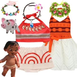 Vestido de bebé Moana para niñas, vestido de aventura oceánica, disfraz de princesa Vaiana para niños, vestido de fiesta de Carnaval y Halloween