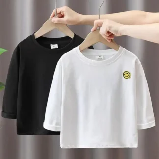 Ropa para niños de 9m a 6 años, camisetas de manga larga, Tops de Color sólido, jersey de cuello redondo a la moda, camisa Base, ropa de otoño para niños y niñas