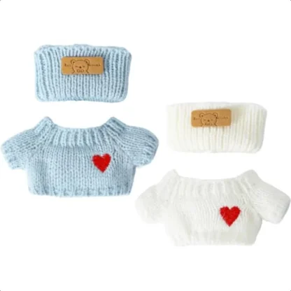 Ropa y accesorios para muñecas de 17 cm, paquete de 2 suéteres para muñecas con sombreros para muñecas de 17 cm, trajes de punto para juguetes de peluche de 17 cm, Mini invierno S