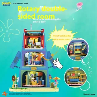 Bob Esponja Squidward Area-X casa de bloques de construcción estatua Bikini inferior modelo Kit figura juguete coleccionable para Fans caja ciega regalo