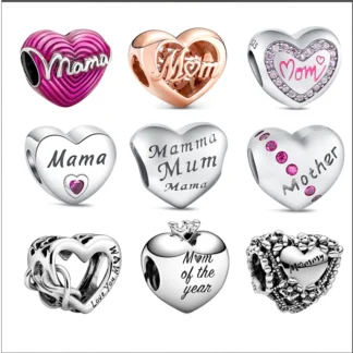 Pulsera con dije Pantaro Original de ajuste auténtico, joyería DIY, Plata de Ley 925 calada en forma de corazón, amor infinito, cuentas finas para mamá