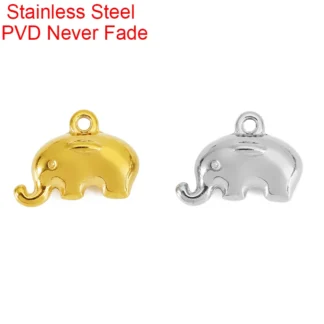 5 uds. De dijes de elefante de acero inoxidable que nunca se decoloran, collar, cuentas, colgantes, pendientes, dijes para pulsera Diy, accesorios, fabricación de joyas