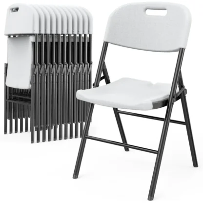 Sillas plegables, silla plegable resistente, asiento portátil de plástico HDPE con marco de acero para comedor interior y exterior, fiesta, boda
