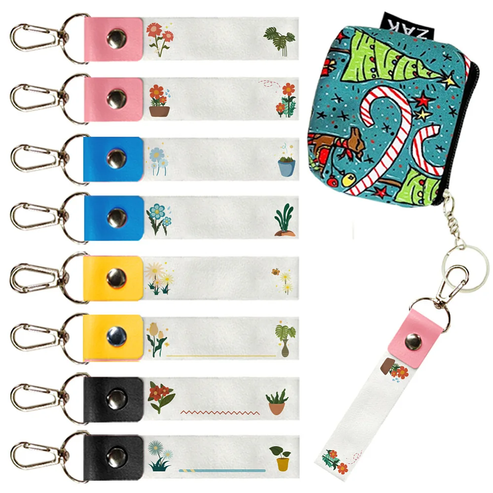 Llavero marcador de nombre de algodón de cuero PU con llavero de aleación de zinc flor 13x2cm