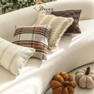 Almohadas de calabaza nórdicas, decoración para sala de estar de estilo navideño, cojines de calabaza, almohadas de cintura rectangulares