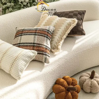 Almohadas de calabaza nórdicas, decoración para sala de estar de estilo navideño, cojines de calabaza, almohadas de cintura rectangulares