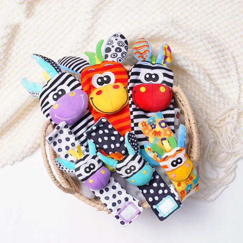 Sonajeros para bebés de 0, 6 y 12 meses, animales de peluche, calcetines de sonajero para bebés, muñeca, juguetes para recién nacidos, juegos de sonidos para bebés
