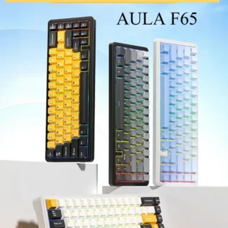 Teclado inalámbrico para juegos AULA F65, diseño 65%, conectividad multimodo, tecla completa, teclado personalizado RGB montado en junta intercambiable en caliente