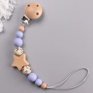 2025 DIY nombre personalizado de madera personalizada cadena de chupete de bebé cuentas de haya soporte para pezones protector mordedor colgante madre recién nacida